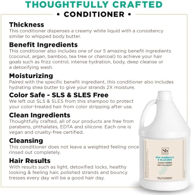 Soapbox HAIR CONDITIONER, SEA MINERALS & BLUE IRIS, HYDRATING, VEGAN, COLOR SAFE, SULFATE FREE & SILICONE FREE CONDITIONER REFILL FOR HOME & PROFESSIONAL USE - GALLON SIZE - Image 3